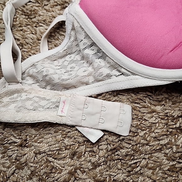 Victoria Secret PINK WEAR EVERYWHERE Push Up Bra 32D Sexy Lace  Rose - Picture 3 of 5